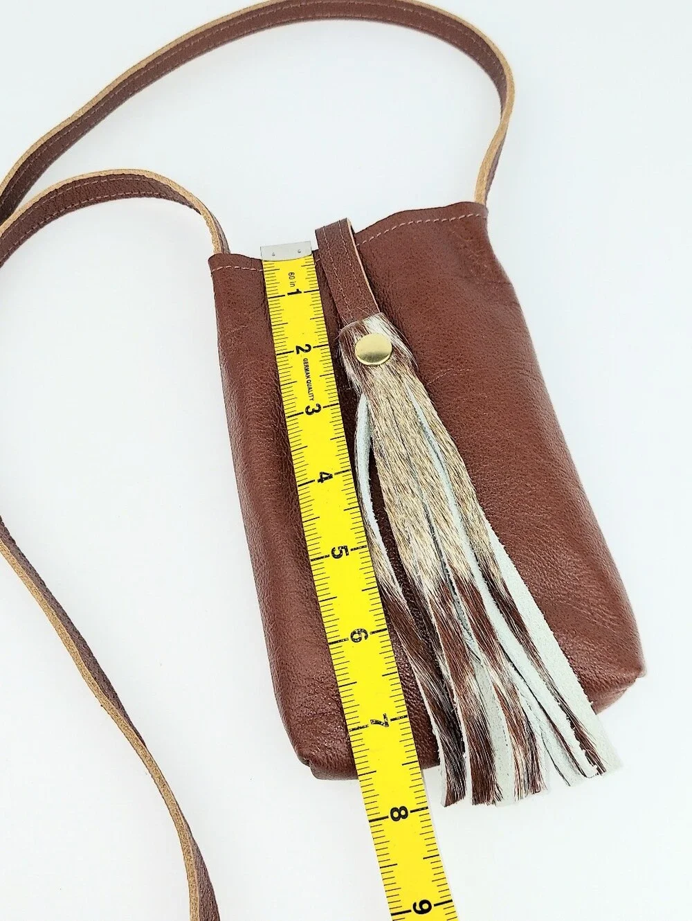 Beaudin Designs Leather Tassel Phone Crossbody Bag